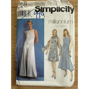Simplicity‎ Pattern 8600 Misses' Millennium Dress & Scarf Size 4 6 8 Uncut FF